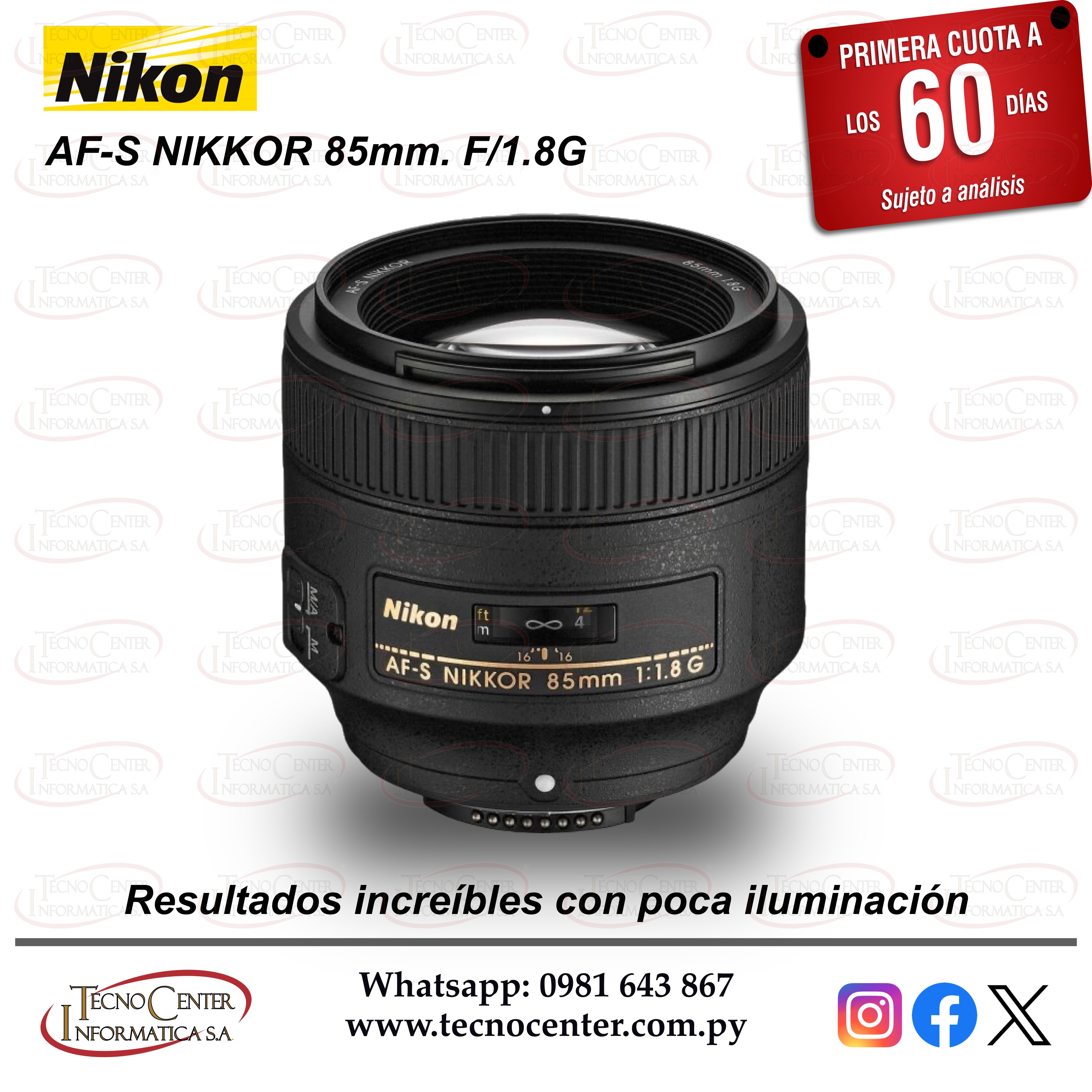 Lente Nikon AF-S 85mm. F/1.8G